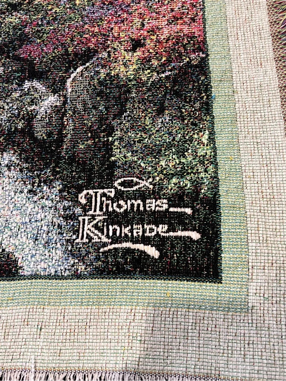 Thomas Kinkade Woven Tapestry Throw Blanket Made USA Stonebridge Creek
